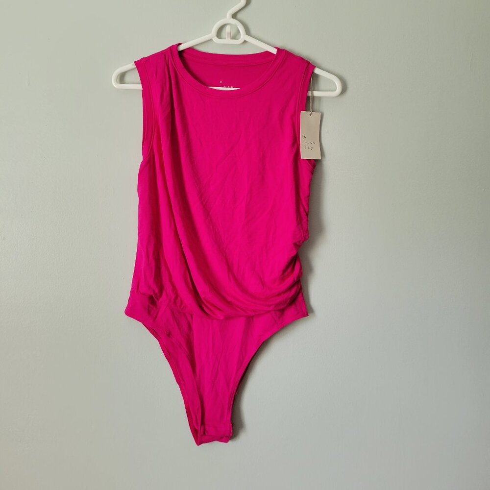 Pink Body Suite Women's Small A New Day Sleeveless Crew Neck Snap Closure NWT